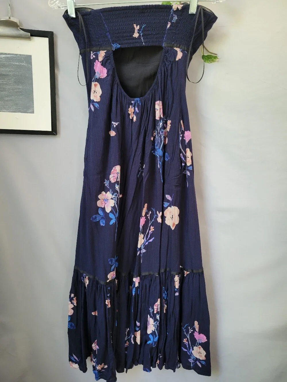 Free People Rosie Posie Floral Midi Dress Midnight Combo S